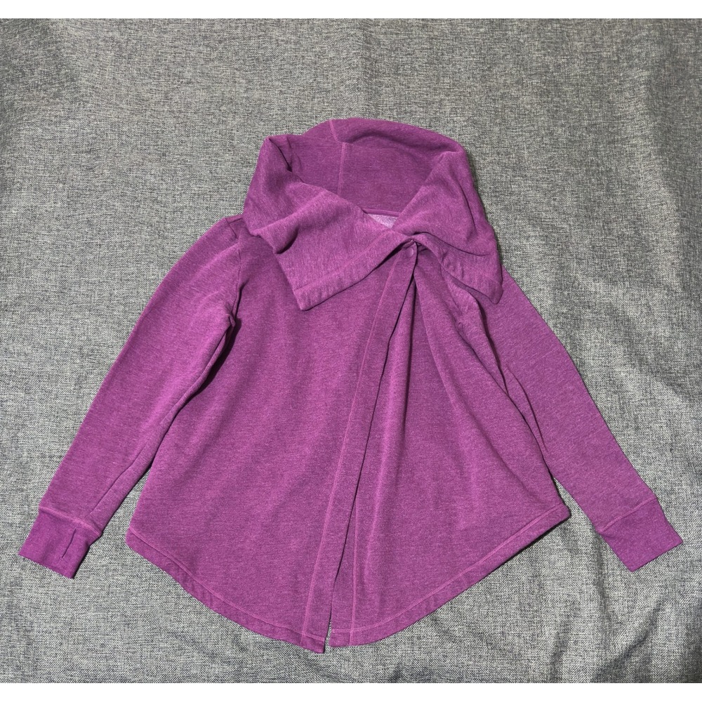 Z By Zella Womens XL Wrap Cardigan Purple Fleece Funnel Neck Activewear